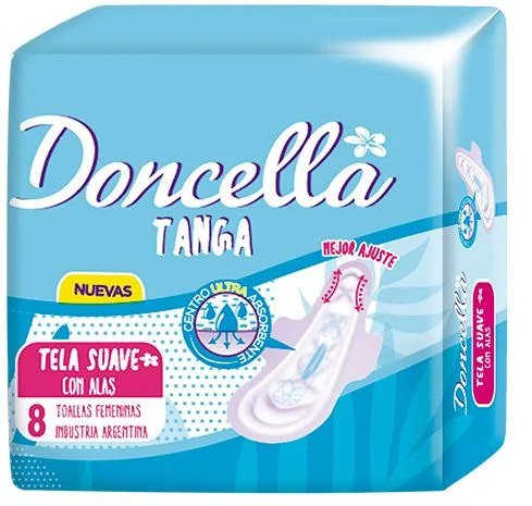 T.FEMENINA DONCELLA TANGA C_ALAS 8 TOALLITAS FEMENINAS DONCELLA TANGA C/ALAS 8 - Imagen 1