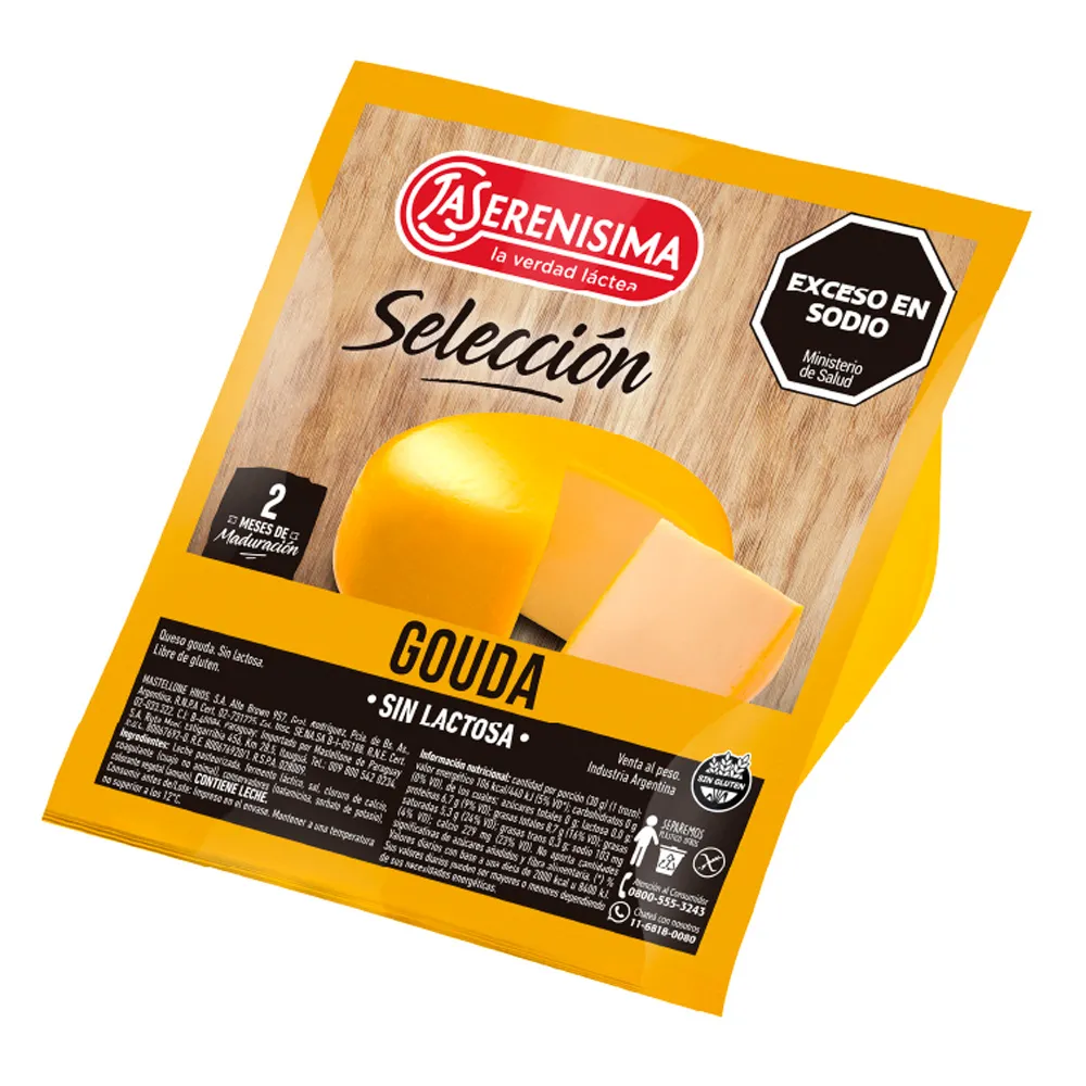 QUESO GOUDA LA SERENISIMA SIN LACTOSA x KG QUESO GOUDA LA SERENISIMA SIN LACTOSA x KG - Imagen 1